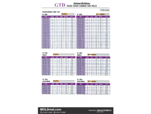 (A55) GTD เอ็นมิลคาร์ไบด์สีทอง TiSiN สำหรับเหล็กแข็ง HRC 58
