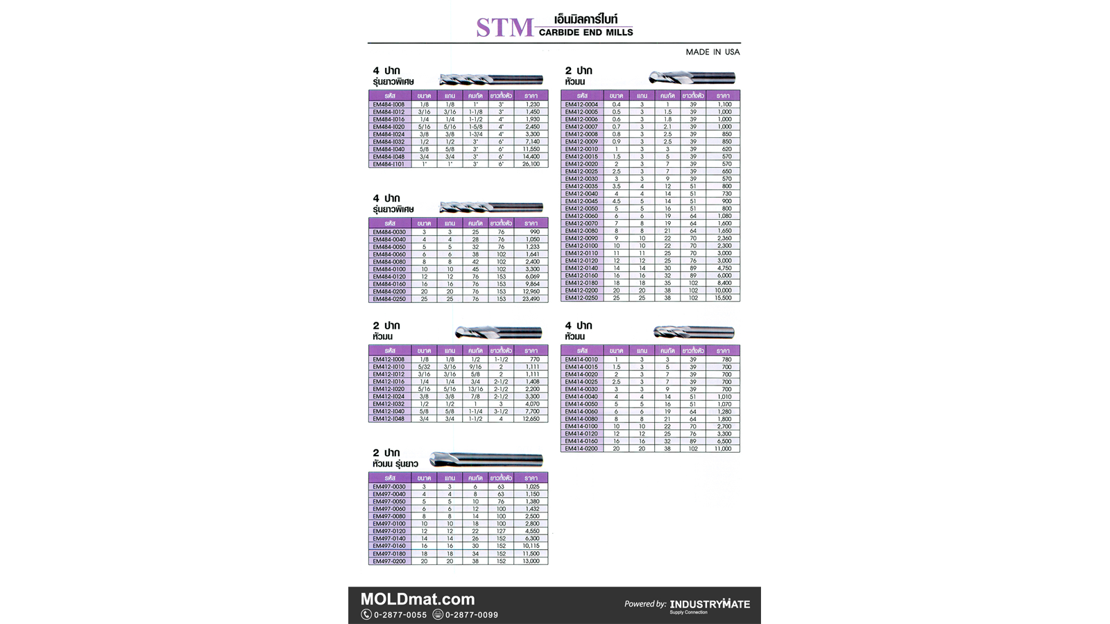 (A8) STM เอ็นมิลคาร์ไบด์ รุ่นยาวพิเศษและหัวบอล