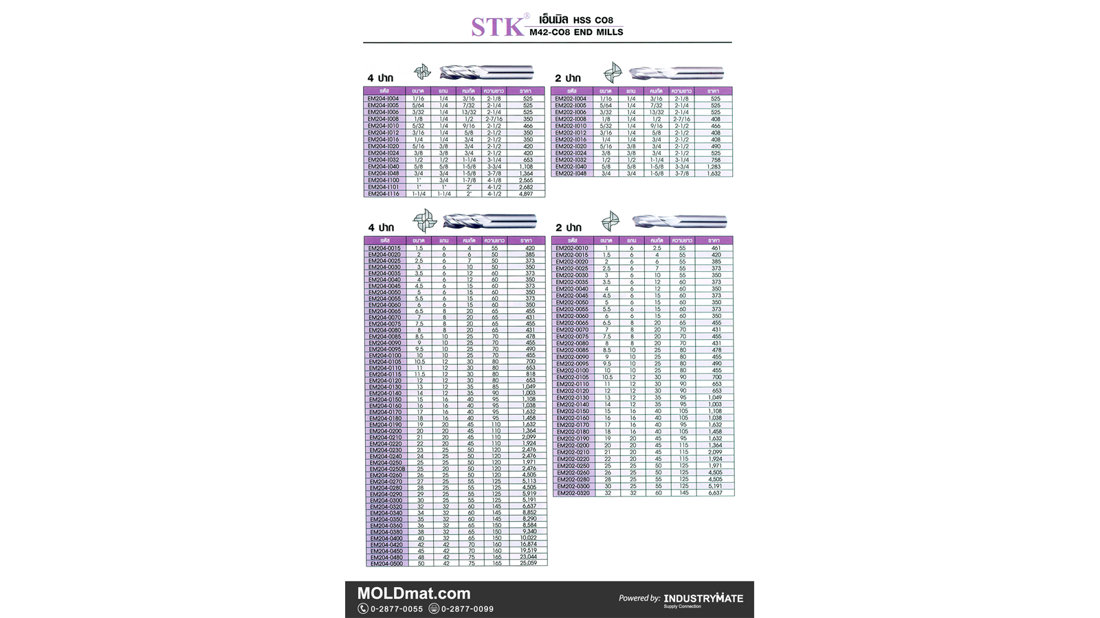 (A14) STK เอ็นมิล HSS CO8 M42 2F/4F